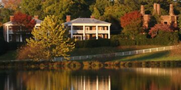 Lake view of the Barboursville Vineyards